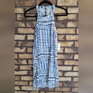 NWT 100% linen Cynthia Rowley blue and white dress
